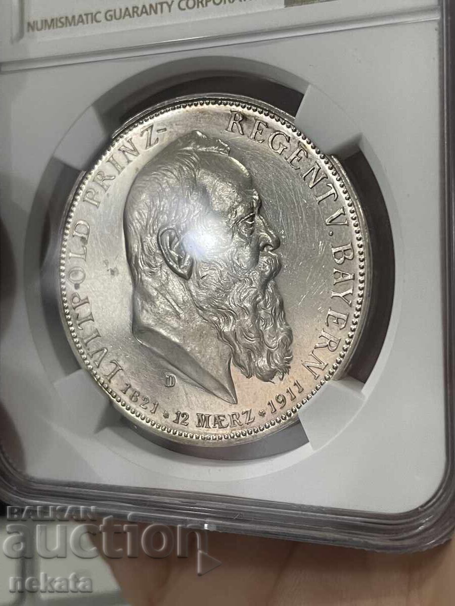 Bavaria, 5 mărci 1911 g. NGC PF60 cu preț 750.00 BGN | € 383.47