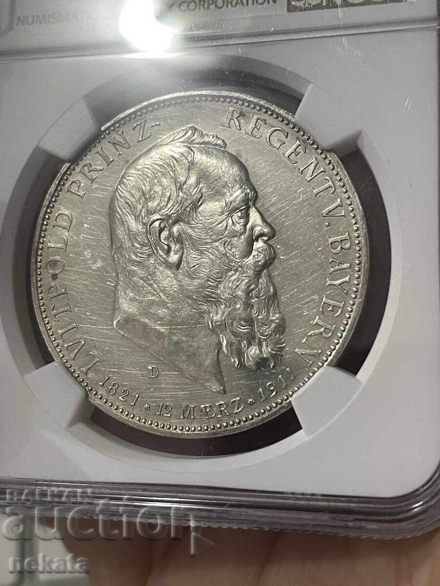 Licitație Bavaria, 5 mărci 1911 g. NGC PF60