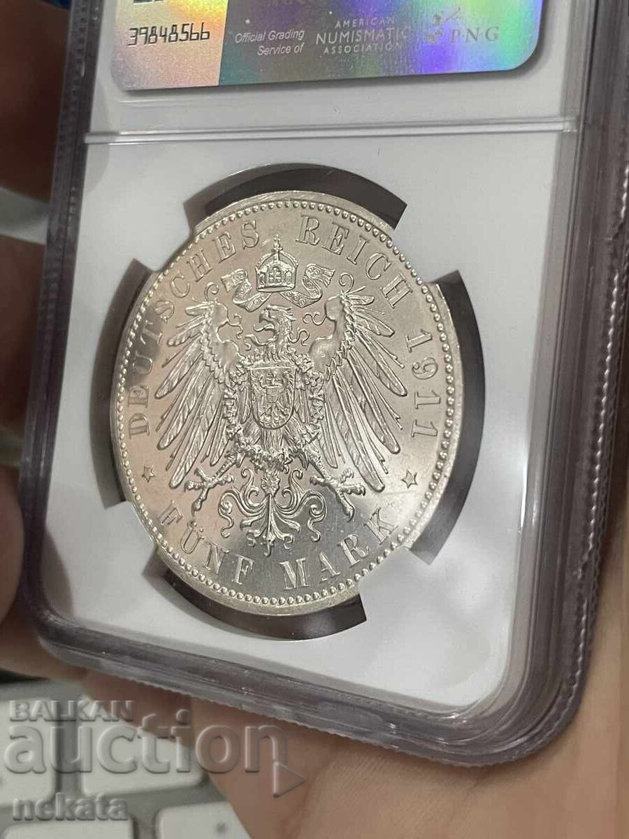 Livrarea Bavaria, 5 mărci 1911 g. NGC PF60