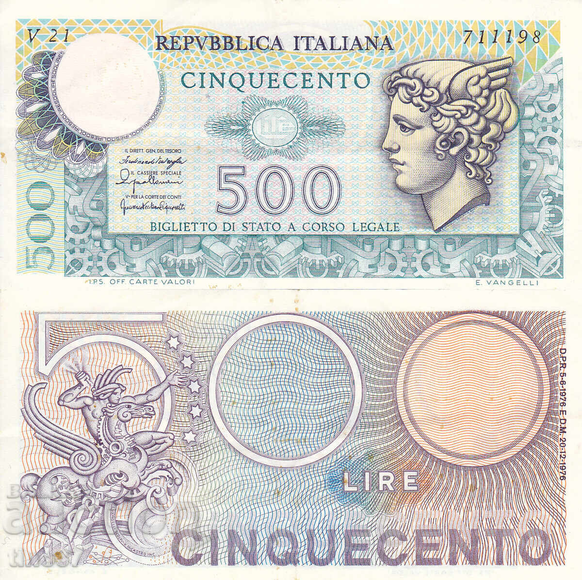 tino37- ИТАЛИЯ - 500 ЛИРИ - 1976г - XF tino37- ИТАЛИЯ - 500 ЛИРИ - 1976г - XF