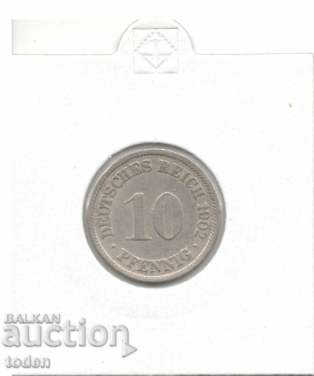 Licitație Germania - 10 Pfennig - 1902 F - KM# 12 - Wilhelm II - scut mic Licitație Germania - 10 Pfennig - 1902 F - KM# 12 - Wilhelm II - scut mic