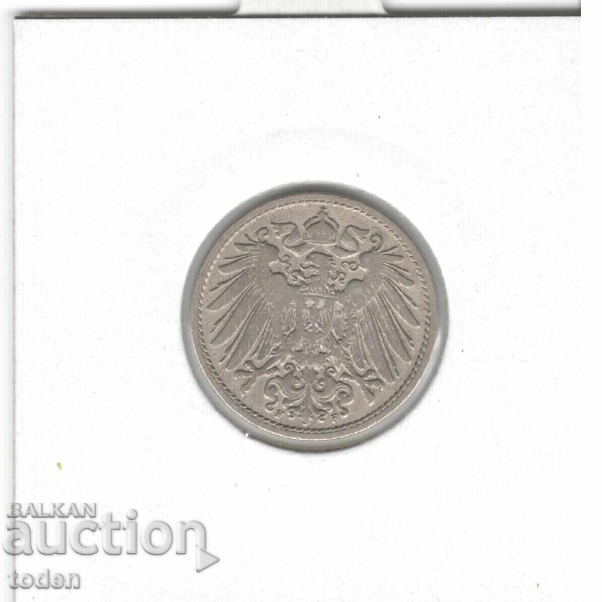 Livrarea Germania - 10 Pfennig - 1902 F - KM# 12 - Wilhelm II - scut mic