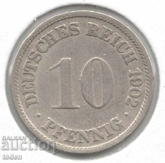 Germania - 10 Pfennig - 1902 F - KM# 12 - Wilhelm II - scut mic