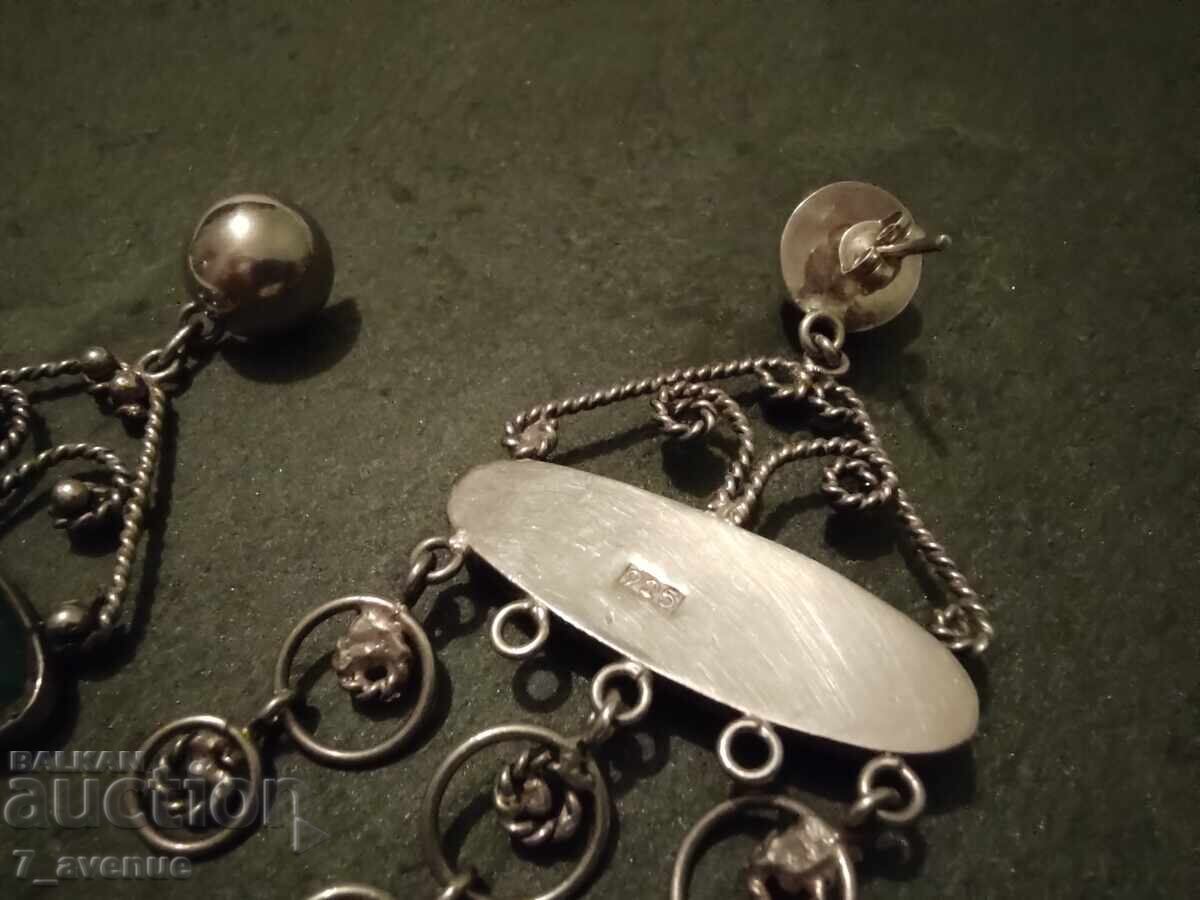 Сребърни дълги обици със зелен Ахат, с печати 6.12.25 - 5 Сребърни дълги обици със зелен Ахат, с печати 6.12.25 - 5