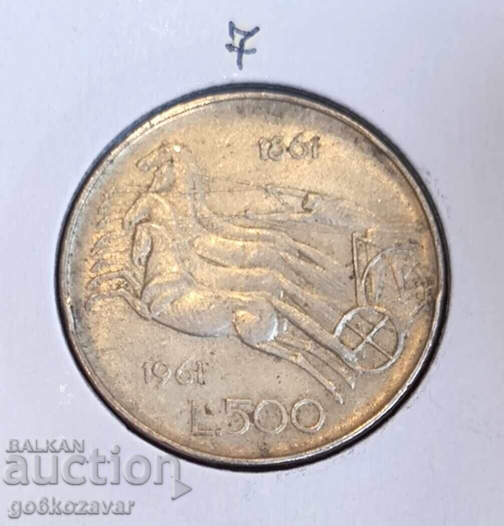 Италия 500 лири 1961г Сребро ! Италия 500 лири 1961г Сребро !