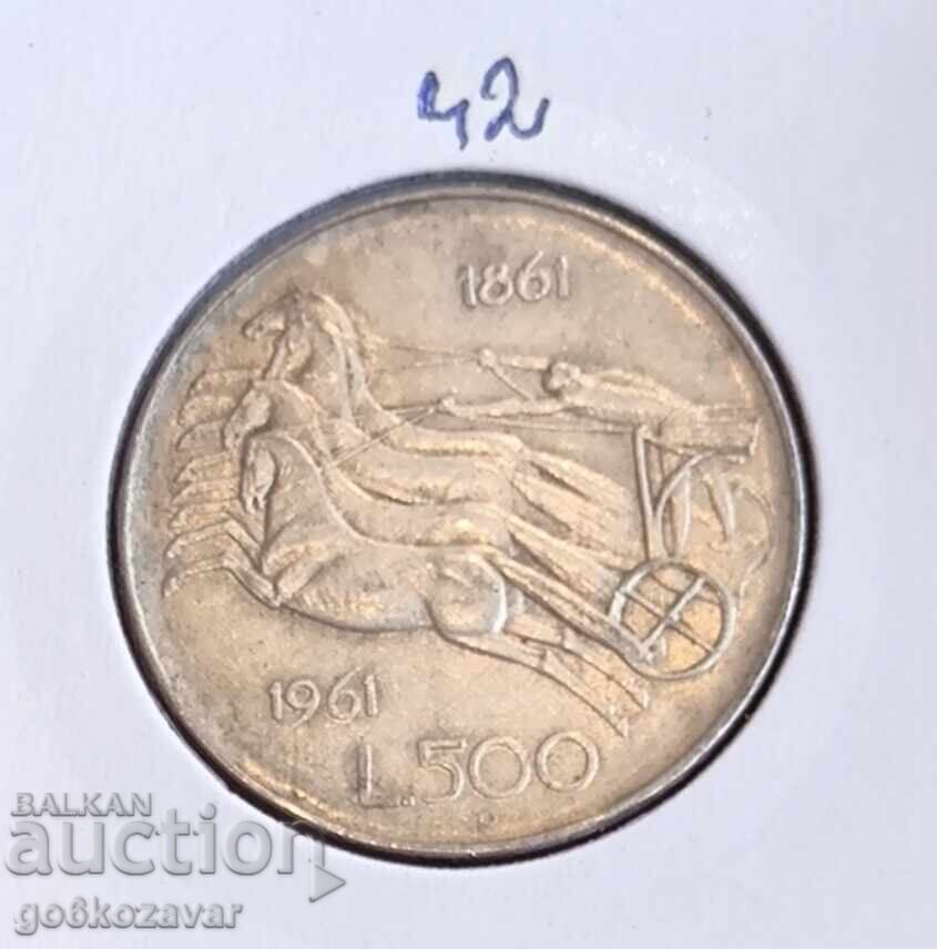 Ιταλία 500 λίρες 1961 Ασήμι! Ιταλία 500 λίρες 1961 Ασήμι!