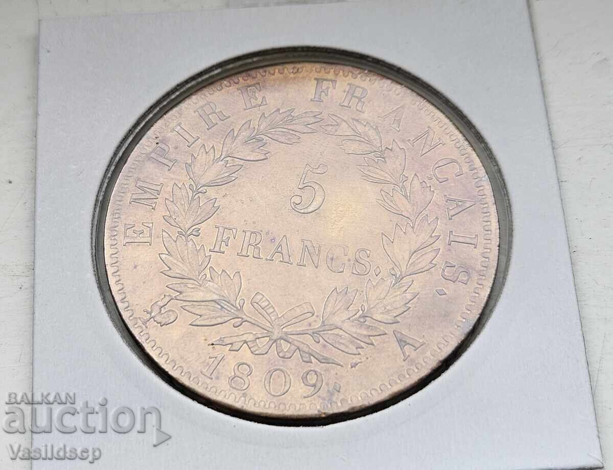 Аукцион 5 франка 1809 буква А! Сребро.Изкл.рядка