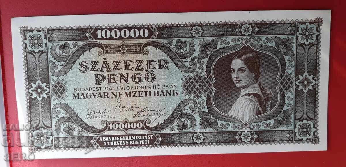 Bancnotă-Ungaria-100 000 pengő 1945