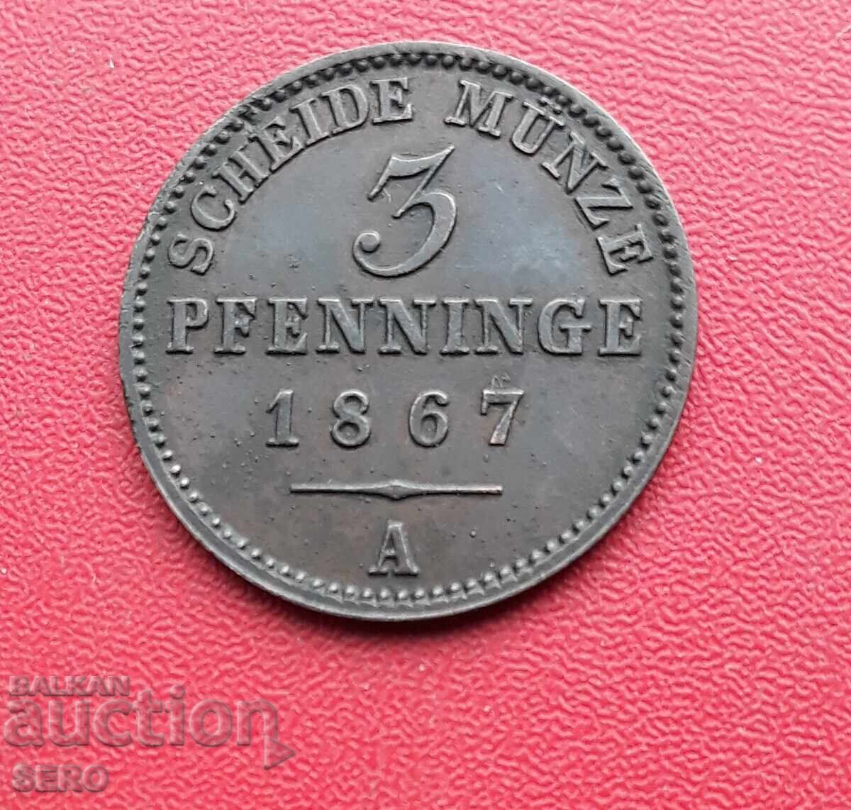 Germany - Prussia - 3 Pfennig 1867 A - Berlin Germany - Prussia - 3 Pfennig 1867 A - Berlin
