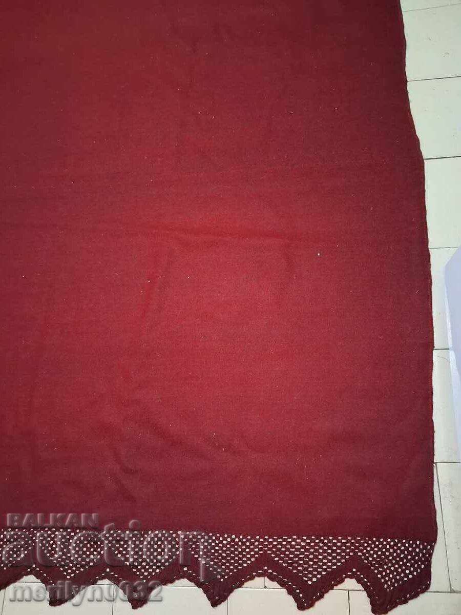 Old woolen bedspread of red felt with lace with price 129.00 BGN | € 65.96 Old woolen bedspread of red felt with lace with price 129.00 BGN | € 65.96