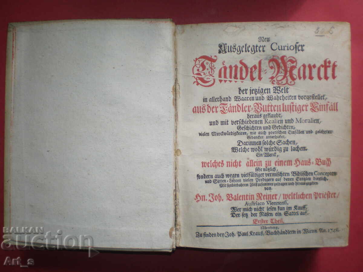 Piață curioasă de mărunțișuri... de Johann Nainer, Viena 1748 Piață curioasă de mărunțișuri... de Johann Nainer, Viena 1748