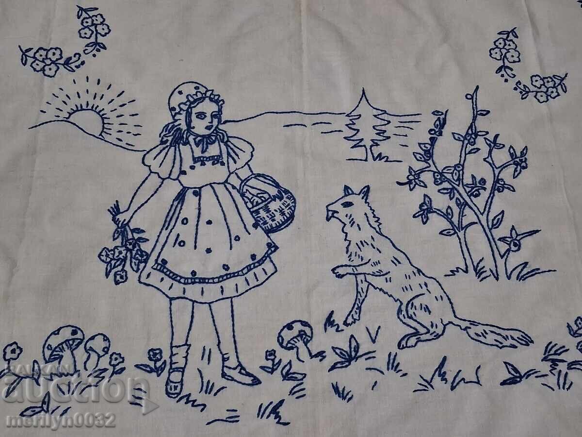 Old embroidered rug Little Red Riding Hood Bulgarian embroidery with price 51.00 BGN | € 26.08 Old embroidered rug Little Red Riding Hood Bulgarian embroidery with price 51.00 BGN | € 26.08
