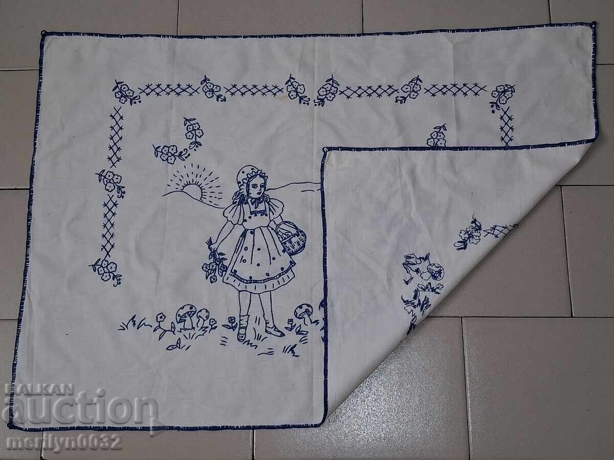 Auction Old embroidered rug Little Red Riding Hood Bulgarian embroidery Auction Old embroidered rug Little Red Riding Hood Bulgarian embroidery