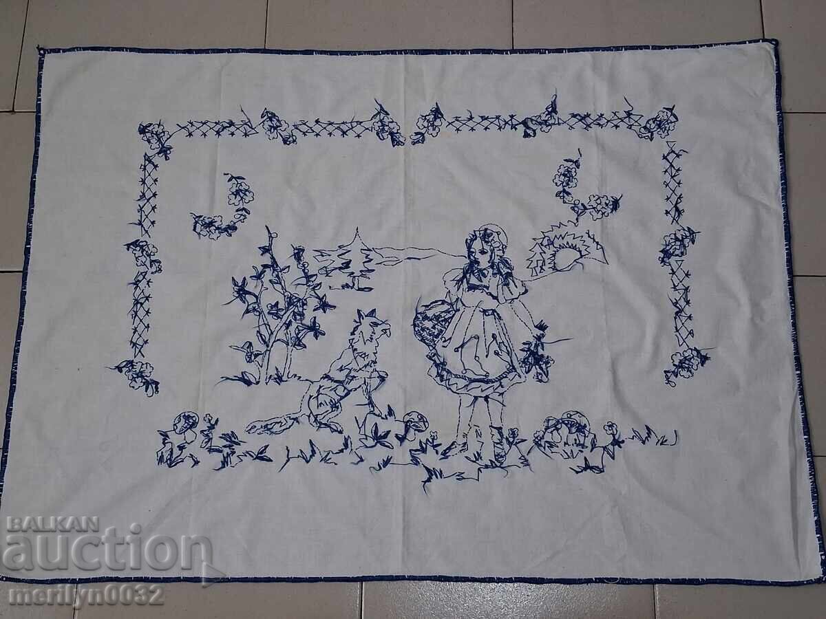Old embroidered rug Little Red Riding Hood Bulgarian embroidery - 6 Old embroidered rug Little Red Riding Hood Bulgarian embroidery - 6