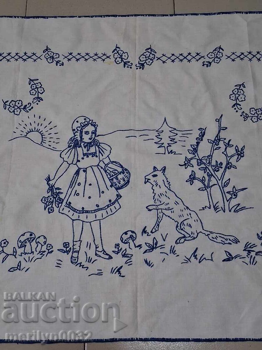 Old embroidered rug Little Red Riding Hood Bulgarian embroidery - 7 Old embroidered rug Little Red Riding Hood Bulgarian embroidery - 7
