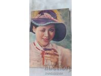 Στερεοσκοπική κάρτα Γιαπωνέζα που αναβοσβήνει με ποτήρι στο χέρι