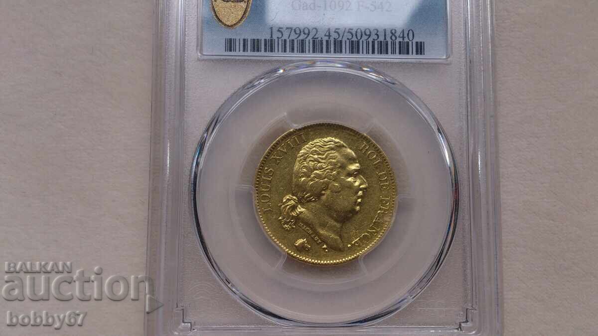 Auction Gold Coin 40 Francs 1816 - Q, XF45 - PCGS Auction Gold Coin 40 Francs 1816 - Q, XF45 - PCGS