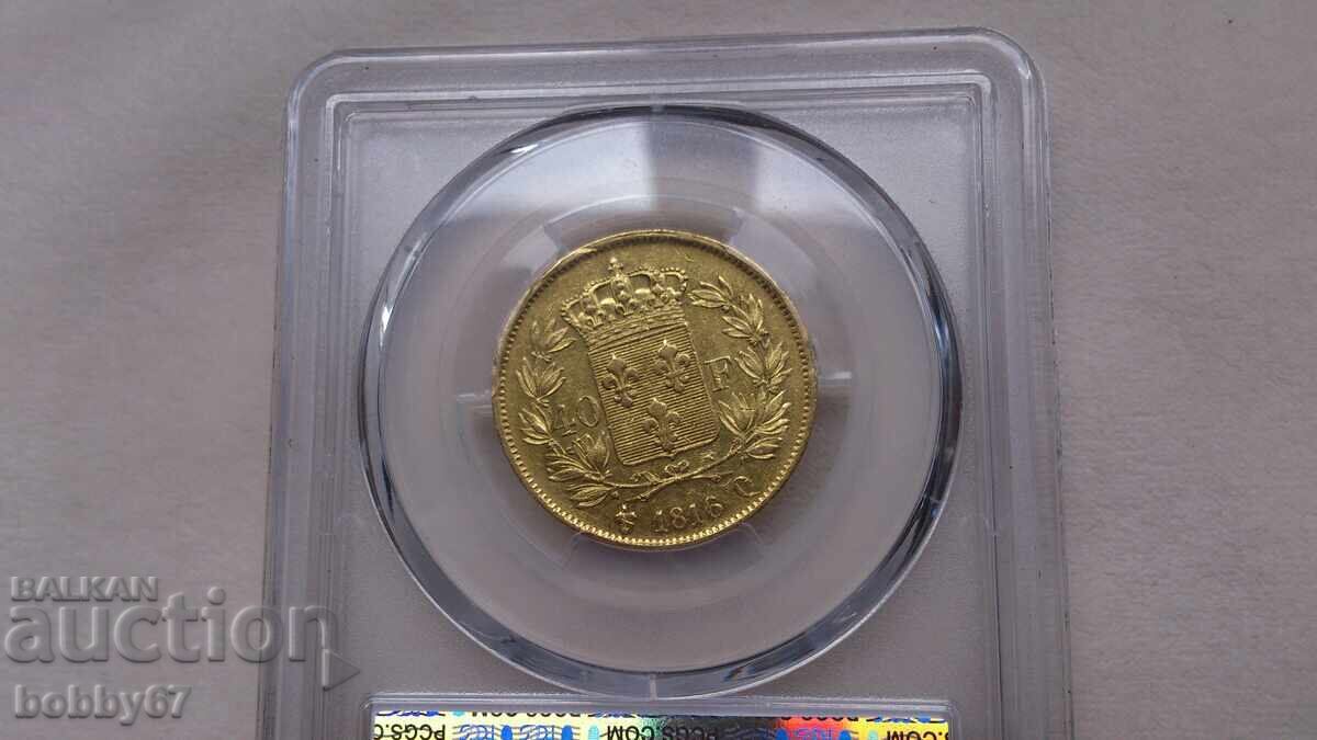 Gold Coin 40 Francs 1816 - Q, XF45 - PCGS - 6 Gold Coin 40 Francs 1816 - Q, XF45 - PCGS - 6