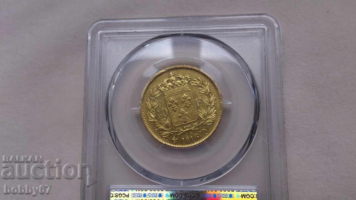 Gold Coin 40 Francs 1816 - Q, XF45 - PCGS - 7 Gold Coin 40 Francs 1816 - Q, XF45 - PCGS - 7