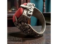 Antique Silver Ring with Coral