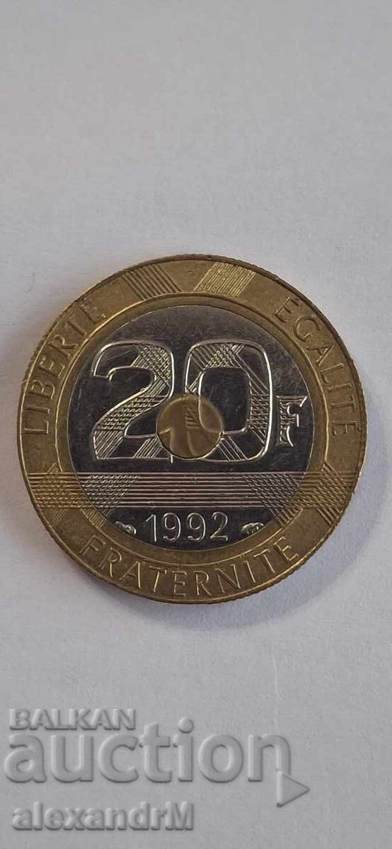 20 φράγκα 1992 Γαλλία Πέμπτη Δημοκρατία 20 φράγκα 1992 Γαλλία Πέμπτη Δημοκρατία