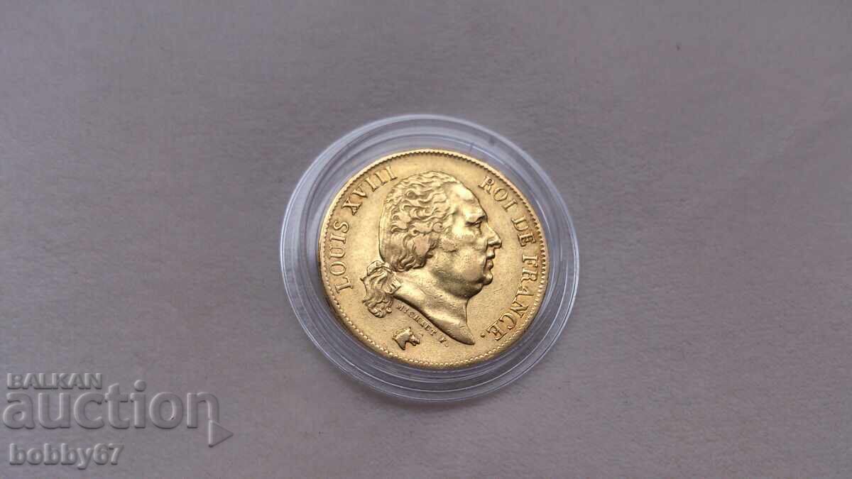 Златна монета от 40 франка 1820 година буква А - 5 Златна монета от 40 франка 1820 година буква А - 5