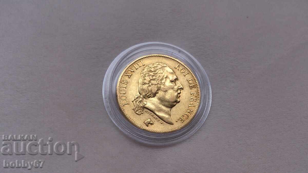 Monedă de aur de 40 de franci din 1820, litera A - 6 Monedă de aur de 40 de franci din 1820, litera A - 6