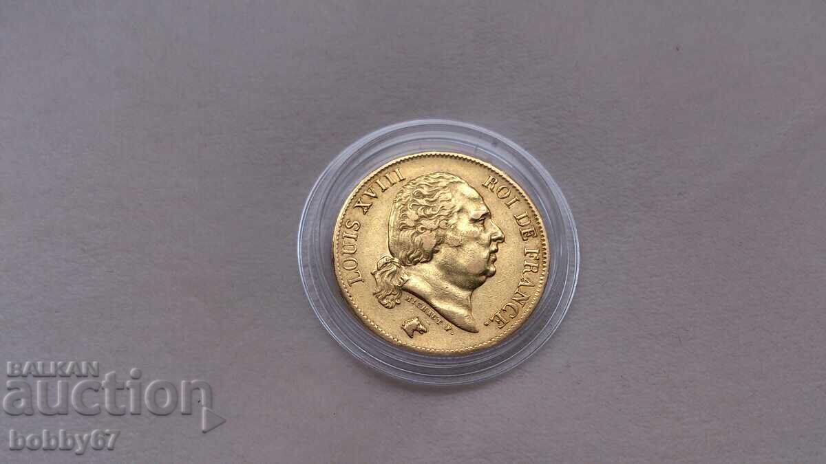 Златна монета от 40 франка 1820 година буква А - 7 Златна монета от 40 франка 1820 година буква А - 7