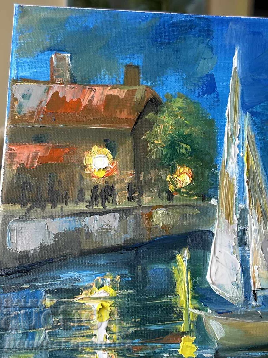 Δενίτσα Γκαρέλοβα πίνακας λάδι 30/40 “Βράδυ στο μπλε” με τιμή 120.00 BGN | € 61.36 Δενίτσα Γκαρέλοβα πίνακας λάδι 30/40 “Βράδυ στο μπλε” με τιμή 120.00 BGN | € 61.36