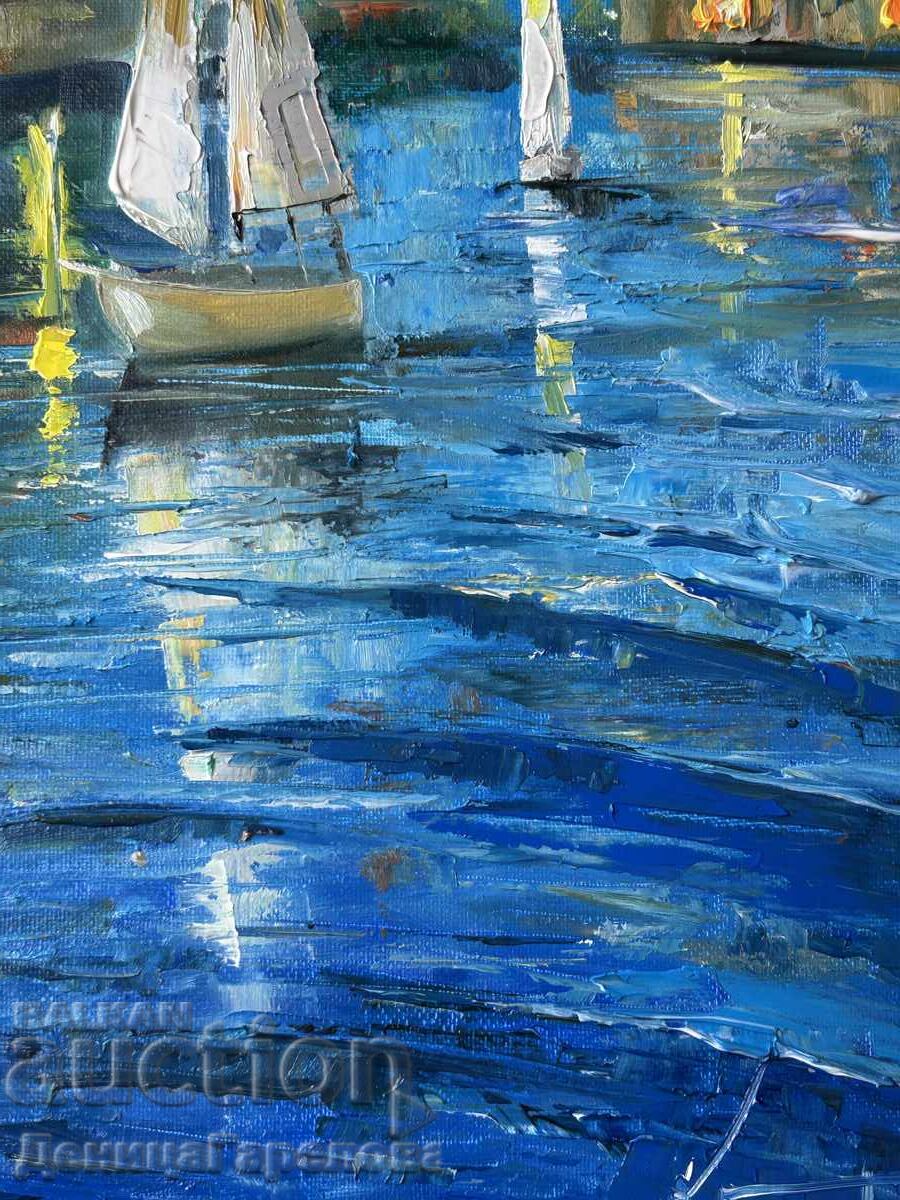 Δενίτσα Γκαρέλοβα πίνακας λάδι 30/40 “Βράδυ στο μπλε” - 5 Δενίτσα Γκαρέλοβα πίνακας λάδι 30/40 “Βράδυ στο μπλε” - 5