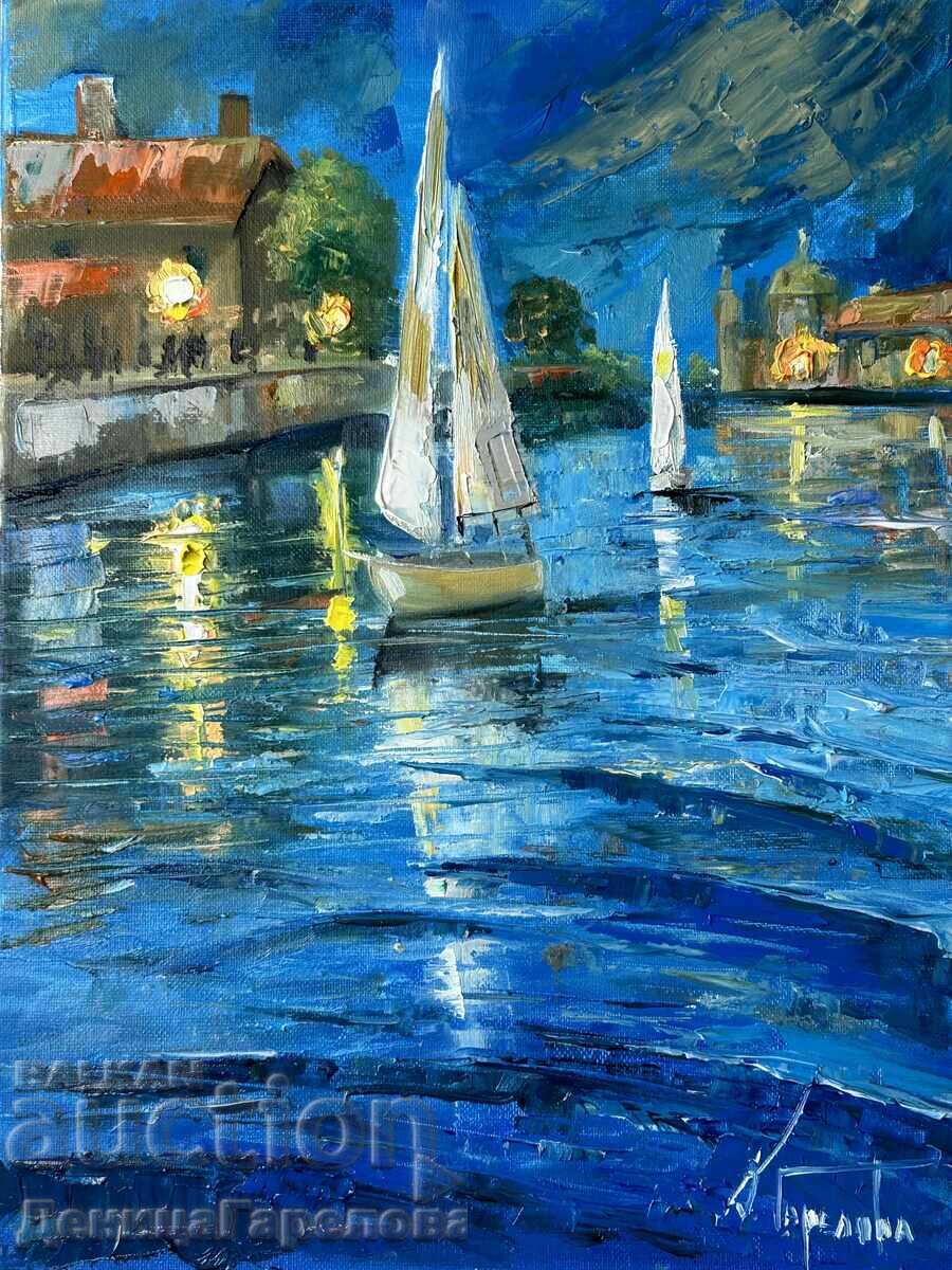 Δενίτσα Γκαρέλοβα πίνακας λάδι 30/40 “Βράδυ στο μπλε” Δενίτσα Γκαρέλοβα πίνακας λάδι 30/40 “Βράδυ στο μπλε”