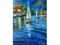 Δενίτσα Γκαρέλοβα πίνακας λάδι 30/40 “Βράδυ στο μπλε”