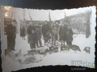 Old photo, 1945, Sofia, In the yard among the chicks