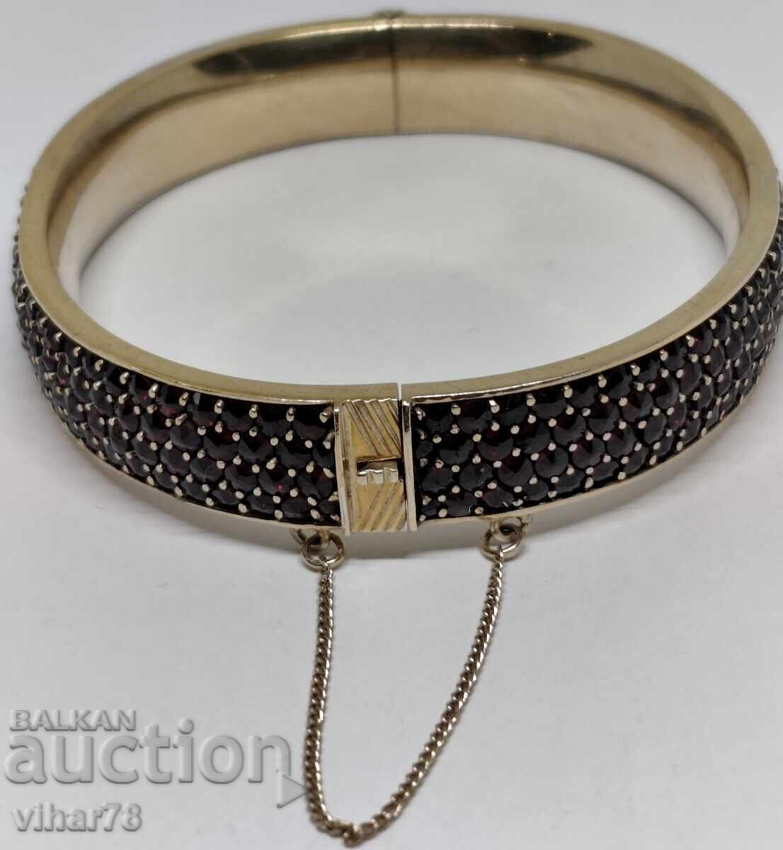 Bratara din argint placata cu aur cu granate boeme - 6 Bratara din argint placata cu aur cu granate boeme - 6