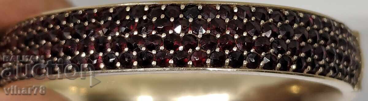 Bratara din argint placata cu aur cu granate boeme - 7 Bratara din argint placata cu aur cu granate boeme - 7