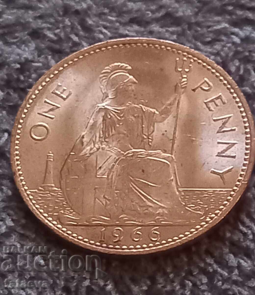 1 пени, One Penny, 1966 ПЕРФЕКТНО 1 пени, One Penny, 1966 ПЕРФЕКТНО