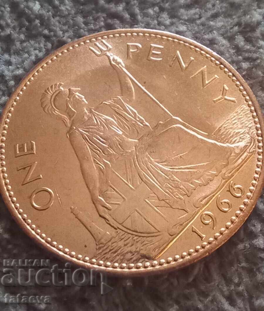 1 пени, One Penny, 1966 ПЕРФЕКТНО 1 пени, One Penny, 1966 ПЕРФЕКТНО