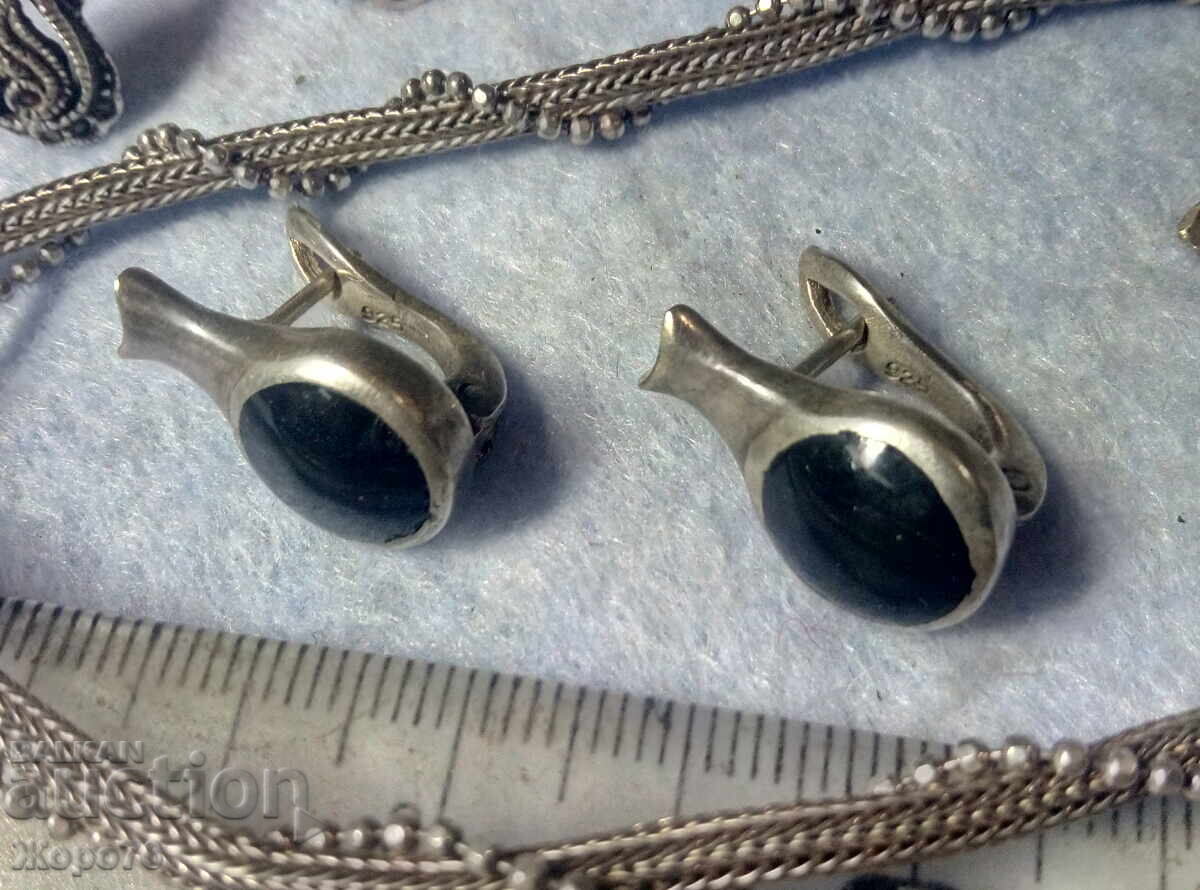 Аукцион Английски СРЕБЪРНИ ОБЕЦИ СРЕБРО 925 с ЧЕРЕН ОНИКС Аукцион Английски СРЕБЪРНИ ОБЕЦИ СРЕБРО 925 с ЧЕРЕН ОНИКС