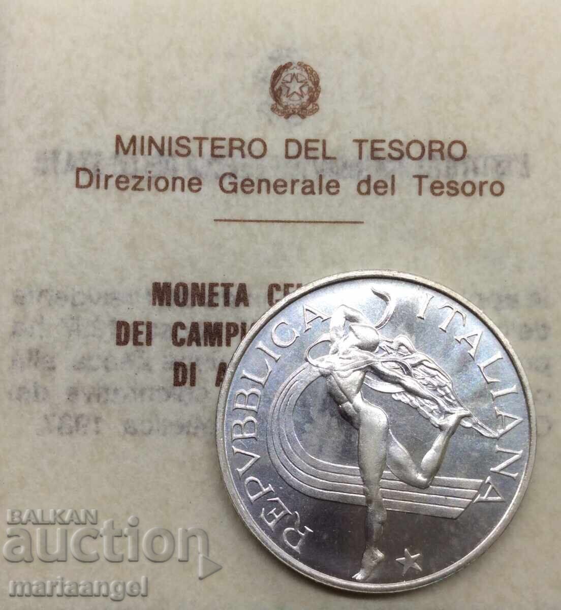 500 лири 1987 Италия UNC Атлетика Шампионат серт. сребро с цена 48.00 лв. | € 24.54 500 лири 1987 Италия UNC Атлетика Шампионат серт. сребро с цена 48.00 лв. | € 24.54