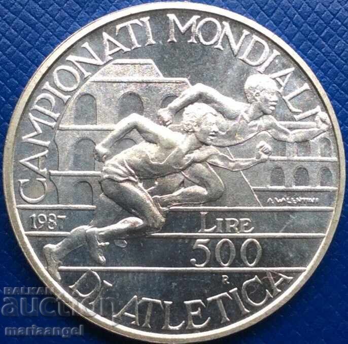 500 лири 1987 Италия UNC Атлетика Шампионат серт. сребро 500 лири 1987 Италия UNC Атлетика Шампионат серт. сребро