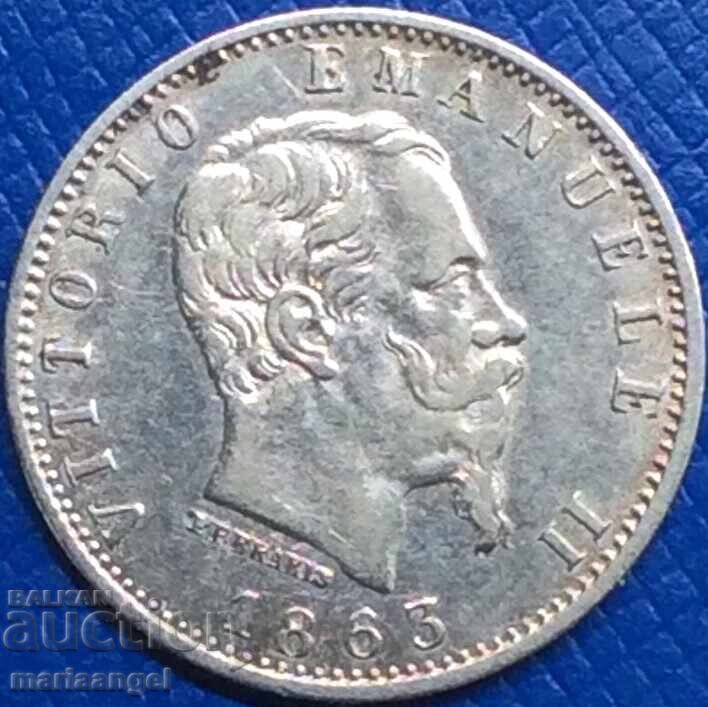Italy 20 Centesimi 1863 M - Milan Silver Patina - 7 Italy 20 Centesimi 1863 M - Milan Silver Patina - 7