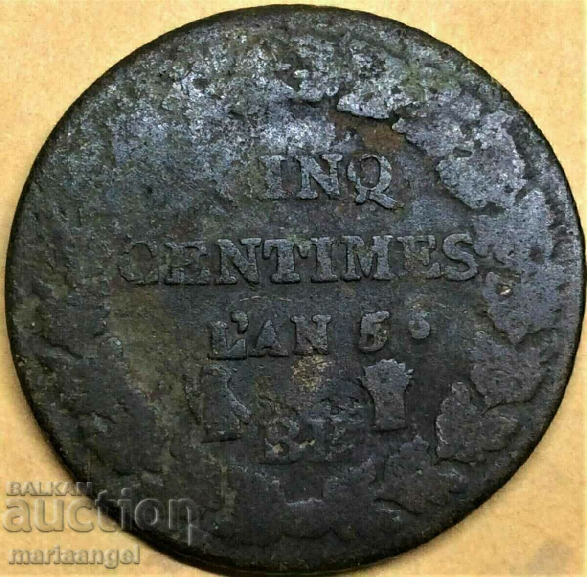 France 5 centimes 1796 Lan 5 BI - quite rare with price 45.00 BGN | € 23.01 France 5 centimes 1796 Lan 5 BI - quite rare with price 45.00 BGN | € 23.01