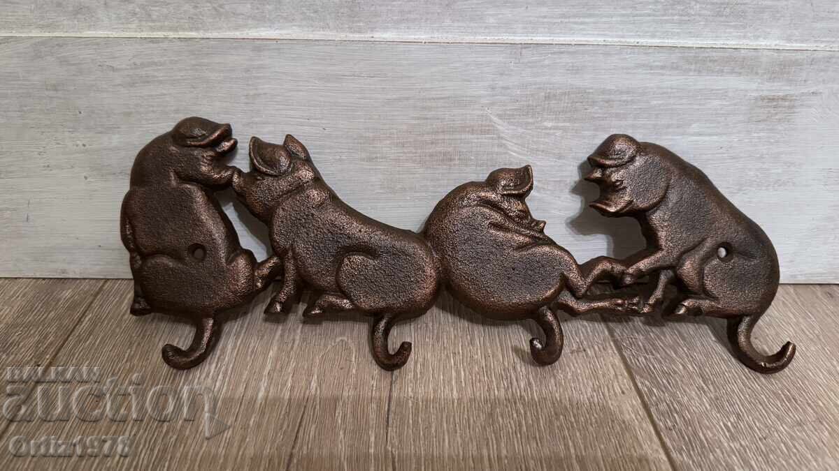 Cast iron coat rack - The Merry Piglets with price 48.00 BGN | € 24.54 Cast iron coat rack - The Merry Piglets with price 48.00 BGN | € 24.54