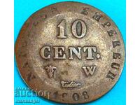 Napoleon 10 cents 1808 Germany coronation Westphalia