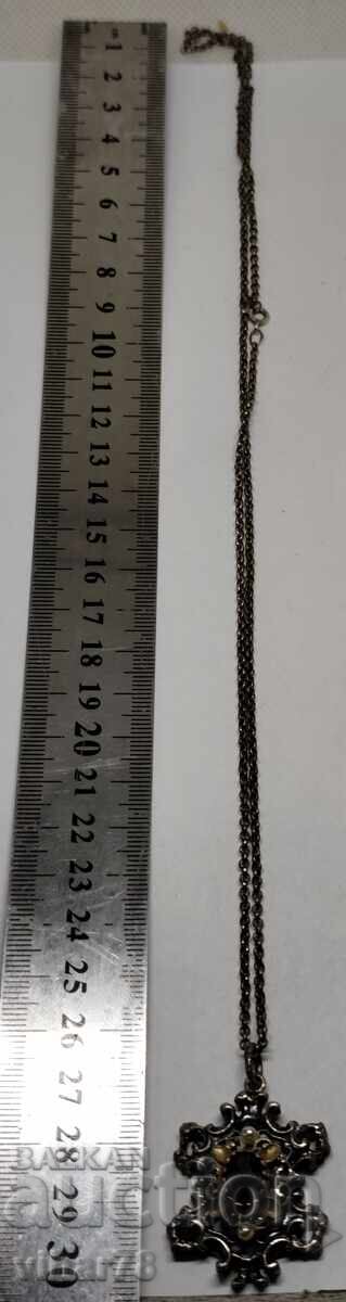 Ασημένιο κολιέ αντίκα με γρανάτη - 6