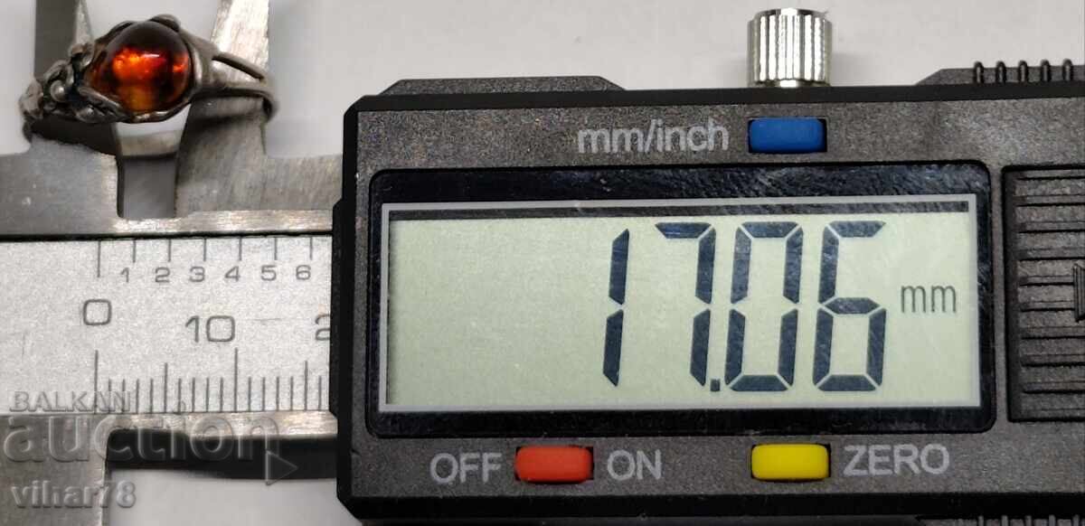 Γυναικείο ασημένιο δαχτυλίδι με κεχριμπάρι - 5 Γυναικείο ασημένιο δαχτυλίδι με κεχριμπάρι - 5