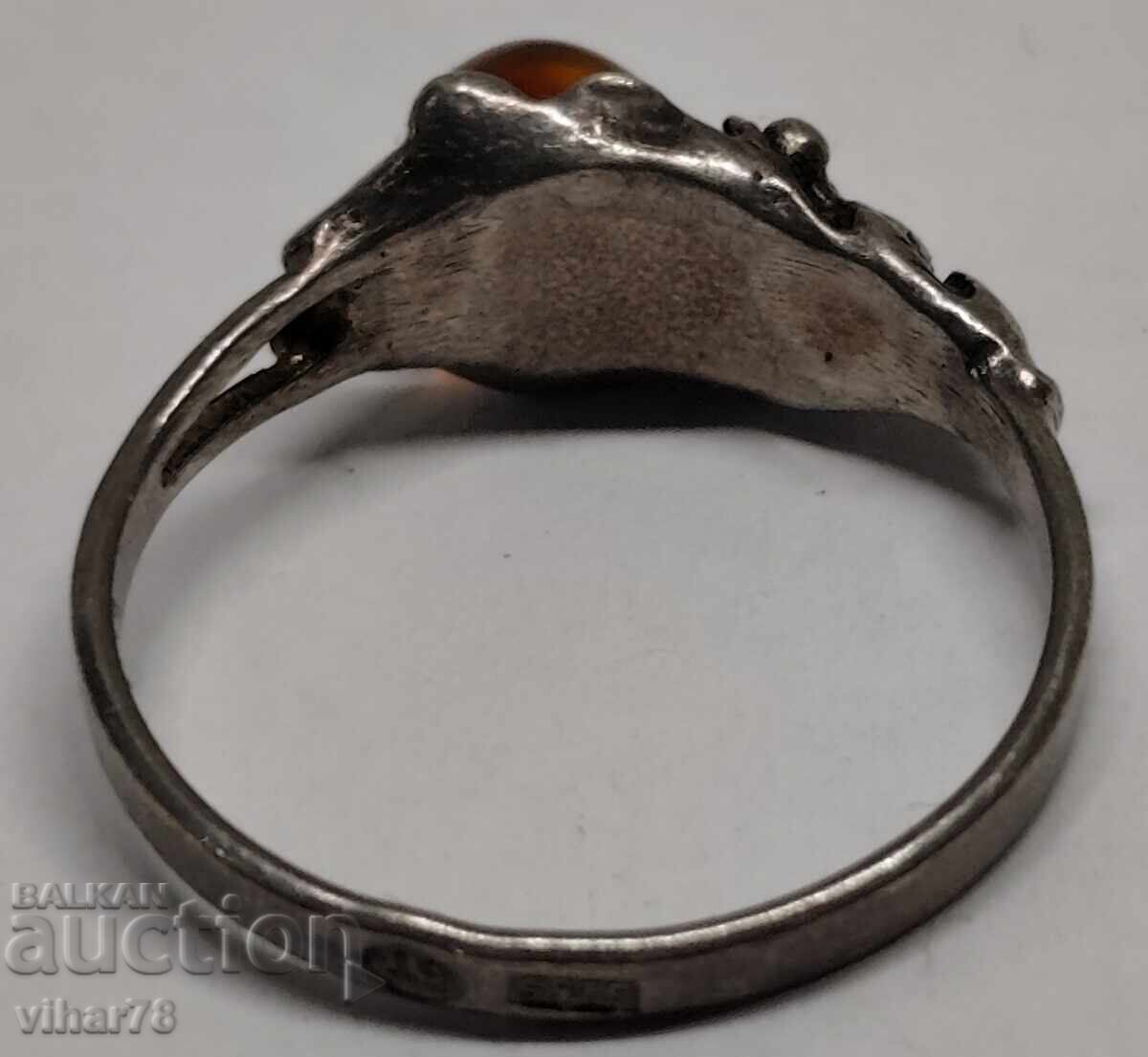 Γυναικείο ασημένιο δαχτυλίδι με κεχριμπάρι - 7 Γυναικείο ασημένιο δαχτυλίδι με κεχριμπάρι - 7