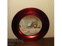 Platou metalic de Crăciun cu imagine și diametru de 33cm