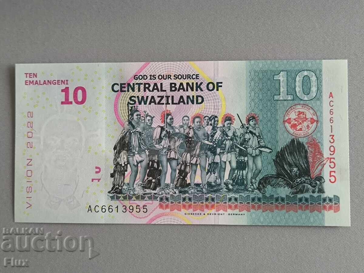 Τραπεζογραμμάτιο - Σουαζιλάνδη - 10 σμάλτο UNC | 2022 με τιμή 6.85 BGN | € 3.50 Τραπεζογραμμάτιο - Σουαζιλάνδη - 10 σμάλτο UNC | 2022 με τιμή 6.85 BGN | € 3.50