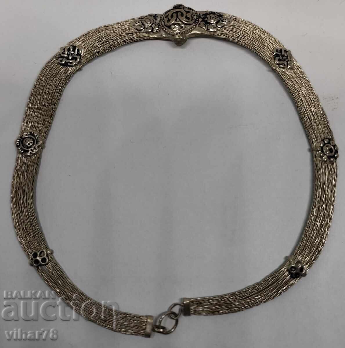 Unique white metal choker necklace - handmade - 5